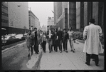 Sylvia Rivera [third from right in line] and Gay Liberation Front women demonstrate at City Hall, New York