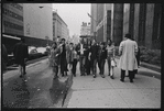Sylvia Rivera [third from right in line] and Gay Liberation Front women demonstrate at City Hall, New York