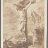 Delacroix, Ferdinand Victor Eugene (French painter) - 1 autograph inscription and signature on reproduction of "Le Christ en Croix"