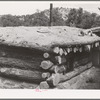 Detail of dugout. Pie Town, New Mexico. Notice that the roof is dirt over pinon poles