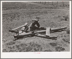 Homemade floater for leveling of land after clearing. Pie Town, New Mexico