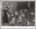 School opens with prayer. This is the private school in the Farm Bureau building. Pie Town, New Mexico