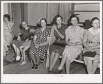 Farm women at the women's extension club meeting. This women's meeting is held while the men meet at the Farm Bureau. Pie Town, New Mexico