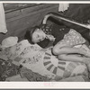 Josie Caudill asleep at Forty-two party. Pie Town, New Mexico