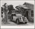 Stage in front of the post office at Pie Town, New Mexico. This stage comes through daily except Sunday