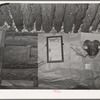 Framed marriage license hanging on the wall of a homesteader's log house in Pie Town, New Mexico. Notice that the license was issued in Deaf Smith County, Texas. These homesteaders are all from Oklahoma and Texas
