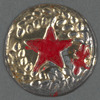 Tin badge - laurel wreath repousse & red star
