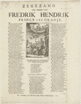 Zegezang ter eeren van Fredrick Hendrik Prince van Oranje