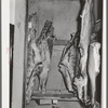 Meat hanging in the cold storage locker of the dairy of Casa Grande Valley Farms. Pinal County, Arizona