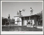 Youngsters in the swimming pool at the dude desert ranch at Coolidge, Arizona