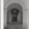 Arcade of one of the main building of the Burro Mountain Copper Company at Tyrone, New Mexico. This company constructed the elaborate office and town buildings in addition to extensive company housing