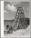 Head frame at old gold mine at Pinos Altos, New Mexico