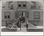 Congregation leaving the Latter Days Saints Church at Mendon, Utah