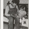 Spanish-American farmer and his daughter. Chamisal, New Mexico