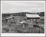 Barns and outbuildings of Spanish-American farmer. Chamisal, New Mexico