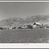 Hay barn on farm at foot of Wasatch Mountains. Box Elder County, Utah