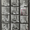 Contact sheets from a publicity shoot showing Harold Prince in his office