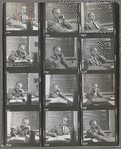 Contact sheets from a publicity shoot showing Harold Prince in his office