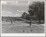 Homemade seesaw at country school in the Pie Town, New Mexico, section