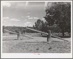 Homemade seesaw at country school in the Pie Town, New Mexico, section