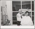 Barber shop on payday. Mogollon, New Mexico