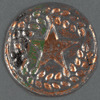 Tin badge - laurel wreath repousse & red star