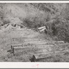 Ties of abandoned railroad in former active mining area of San Juan County, Colorado. The rails were pulled up and sold for scrap iron when the mining company moved out