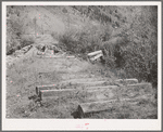 Ties of abandoned railroad in former active mining area of San Juan County, Colorado. The rails were pulled up and sold for scrap iron when the mining company moved out