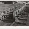 Wheels used on railway coaches and cars. Railroad shops at Durango, Colorado