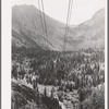 Aerial tramway leaving from mine in distance to the mill. Because of the inaccessability of this country by ordinary transportation methods, these aerial trams are the most efficient means of carrying ore from mine to mill. San Juan County, Colorado