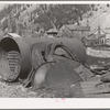 Remains of tubular boiler once used in mining camp at Eureka, Colorado