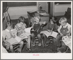 Children looking at picture books at school, Santa Clara, Utah