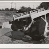 Detail of bridge washed out by recent flood of Sacramento River in Tehama County, California