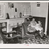 Living room on farm of Jo Webster, small farm owner in Tehama County, California