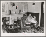 Living room on farm of Jo Webster, small farm owner in Tehama County, California