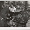Paul Erickson, owner of forty acres of land in Yuba County, California. He is working on his tractor. He has diversified fruit farm with a federal land bank loan and production credit loan. (see full title in notes section)