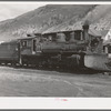 Locomotive of the D. and R.G.W. railroad with snowplow attached. Telluride, Colorado
