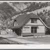 Railroad station of the D.& R.G.W. Railroad at Ouray, Colorado. This narrow gauge line formerly had passenger service but now is confined to freight service