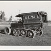 U.S. mail truck used in snowy mountain sections of Nevada County, California