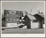 Sign and real estate office at Central Valley, California, boom town near Shasta Dam