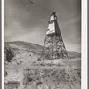 Central tower from which materials used in construction of Shasta Dam are distributed. Shasta County, California