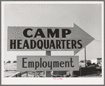 Sign of camp headquarters at replacement cantonment of coast artillery. San Diego, California