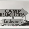 Sign of camp headquarters at replacement cantonment of coast artillery. San Diego, California