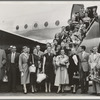New York City Ballet on tour posing in front of B.O.A.C. airplane