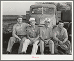 Four truck drivers who work at the naval air base now under construction. Corpus Christi, Texas