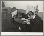 Applicant for employment being interviewed at the Texas State Employment Service office. Corpus Christi, Texas