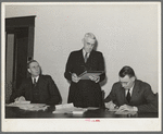 Officers of the Loomis Fruit Association cooperative at their fortieth annual meeting. Loomis, California. The 1940 season was reported to have been their most difficult season
