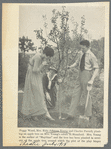 Publicity photograph of Peggy Wood, Rida Johnson Young and Charles Purcell planting a tree during the stage production  Maytime as published in Theatre Magazine, July 1918