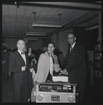 George Balanchine with Lincoln Kirstein and members of New York City Ballet, returning to New York City after performing in England