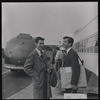 George Balanchine with Lincoln Kirstein and members of New York City Ballet, returning to New York City after performing in England